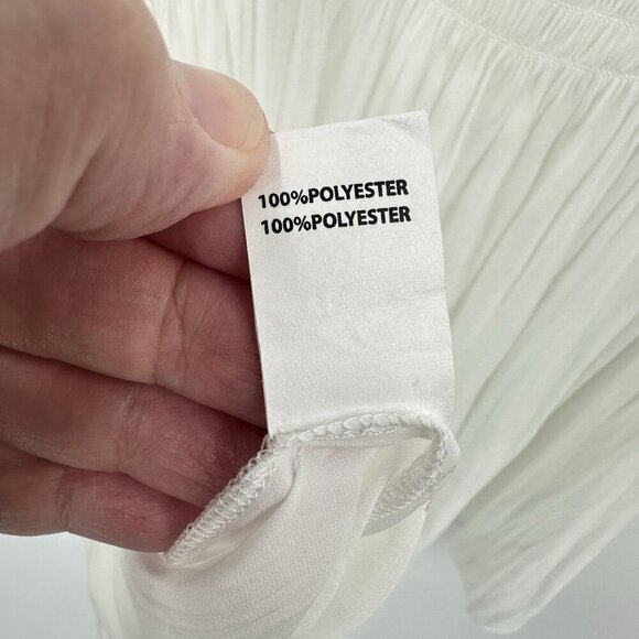 RAMY BROOK nico dress off the shoulder mini bell sleeve hippie boho white M - Picture 11 of 13